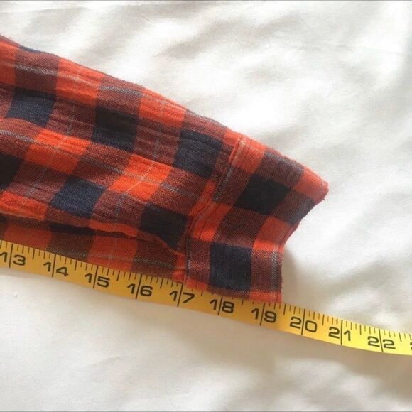 FP Free People Boho L/S plaid Top Gauzy Tunic Snaps Red Blue Relaxed Sz S EUC - Picture 12 of 12